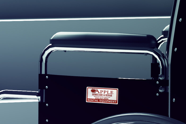 wheelchair with sticker from leland company