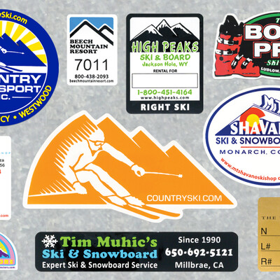 ski and snowboard sticker collage